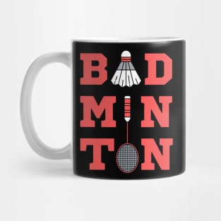 Badminton Typography - Shuttlecock and Racket Mug